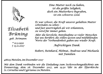 Anzeige von Felix Brüning von Westfälische Nachrichten