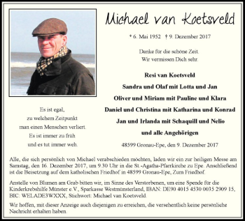 Anzeige von Michael van Koetsveld von Westfälische Nachrichten