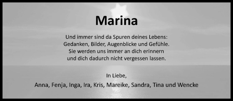  Traueranzeige für Marina Janotta vom 19.12.2017 aus Westfälische Nachrichten