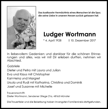 Anzeige von Ludger Wortmann von Westfälische Nachrichten