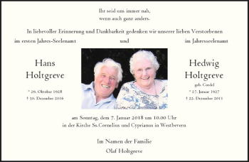 Anzeige von Hans Holtgeve von Westfälische Nachrichten