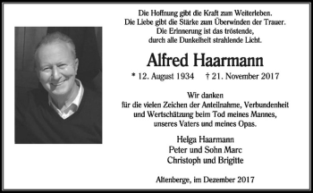Anzeige von Alfred Haarmann von Westfälische Nachrichten