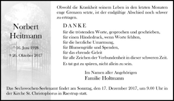 Anzeige von Norbert Heitmann von Westfälische Nachrichten