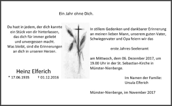 Anzeige von Heinz Elferich von Westfälische Nachrichten