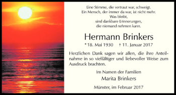 Anzeige von Hermann Brinkers von Westfälische Nachrichten