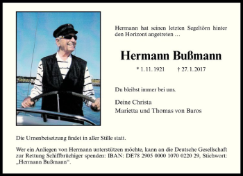 Anzeige von Hermann Bußmann von Westfälische Nachrichten