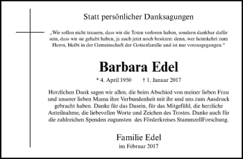 Anzeige von Barbara Edel von Westfälische Nachrichten