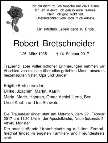 Anzeige von Robert Bretschneider von Westfälische Nachrichten