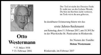 Anzeige von Otto Westermann von Westfälische Nachrichten