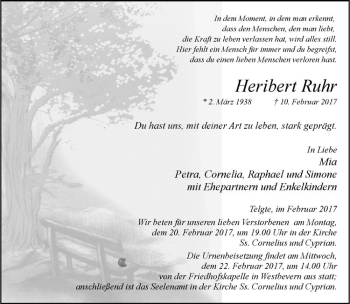 Anzeige von Heribert Ruhr von Westfälische Nachrichten