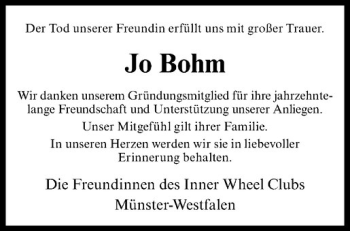 Anzeige von Jo Bohm von Westfälische Nachrichten