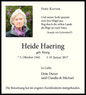 Anzeige von Golf-Club Aldruper Heide Haering von Westfälische Nachrichten