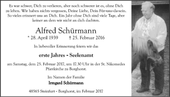 Anzeige von Alfred Schürmann von Westfälische Nachrichten