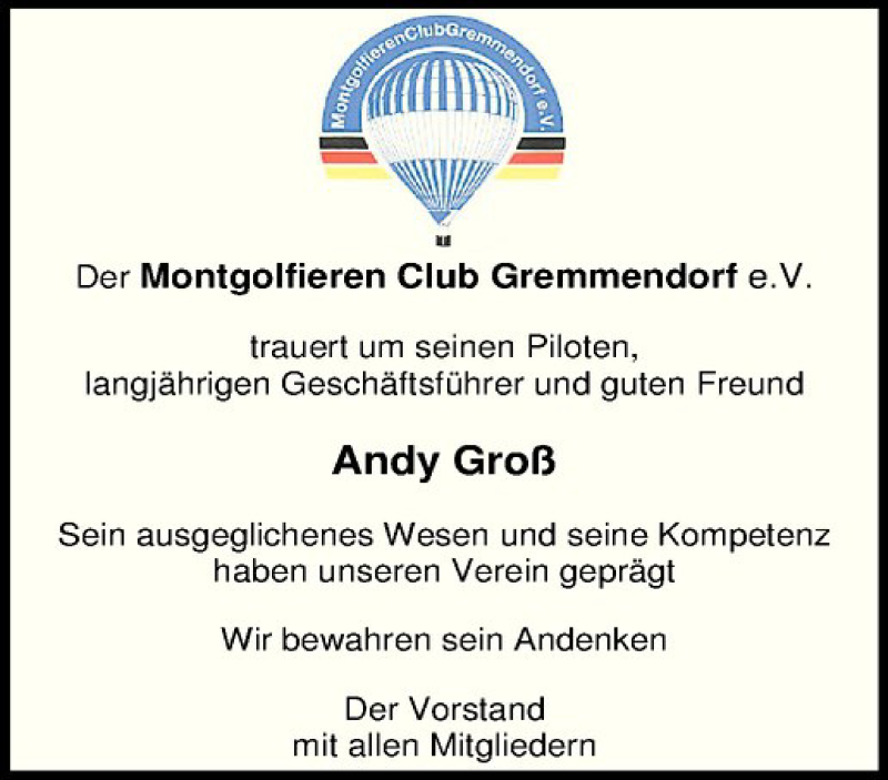  Traueranzeige für Andy Groß vom 22.02.2017 aus Westfälische Nachrichten