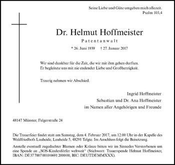 Anzeige von Helmut Hoffmeister von Westfälische Nachrichten