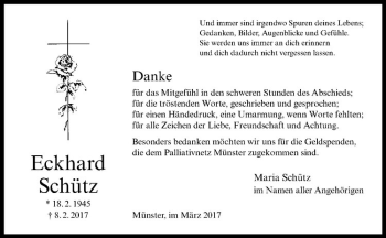 Anzeige von Eckhard Schütz von Westfälische Nachrichten