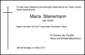 Anzeige von Maria Stienemann von Westfälische Nachrichten