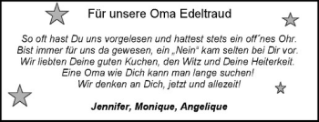 Anzeige von Edeltraud Pähler von Westfälische Nachrichten