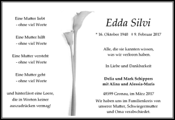Anzeige von Edda Silvi von Westfälische Nachrichten