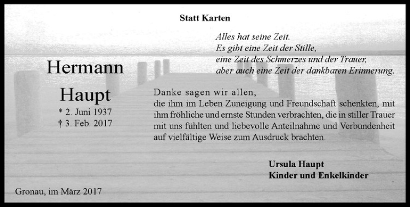  Traueranzeige für Hermann Haupt vom 11.03.2017 aus Westfälische Nachrichten