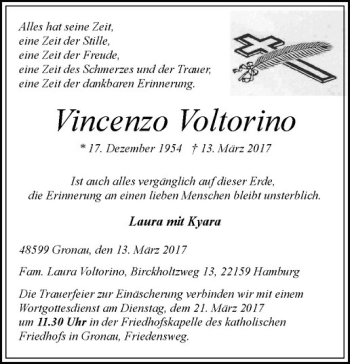 Anzeige von Vincenzo Voltorino von Westfälische Nachrichten