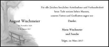 Anzeige von August Wischmeier von Westfälische Nachrichten