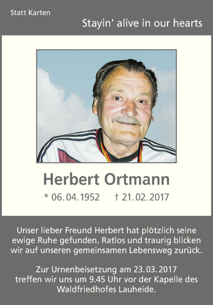 Traueranzeige für Herbert Ortmann vom 18.03.2017 aus Westfälische Nachrichten