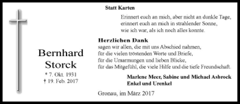 Anzeige von Bernhard Storck von Westfälische Nachrichten