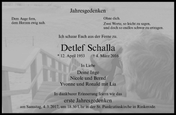 Anzeige von Detlef Schalla von Westfälische Nachrichten