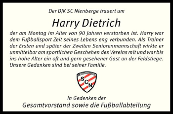 Anzeige von Harry Dietrich von Westfälische Nachrichten
