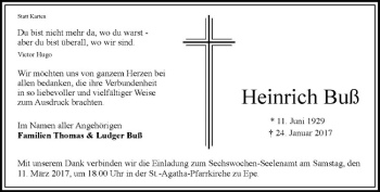 Anzeige von Heinrich Buß von Westfälische Nachrichten