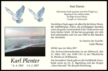 Anzeige von Karl Plenter von Westfälische Nachrichten