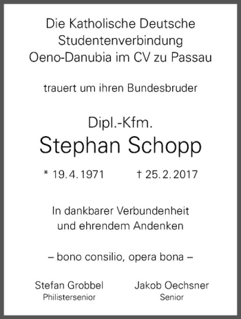 Anzeige von Stephan Schopp von Westfälische Nachrichten