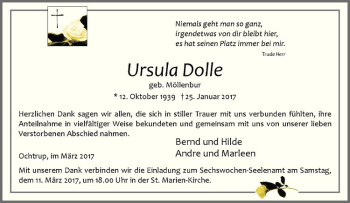 Anzeige von Ursula Dolle von Westfälische Nachrichten