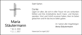 Anzeige von Maria Stäutermann von Westfälische Nachrichten