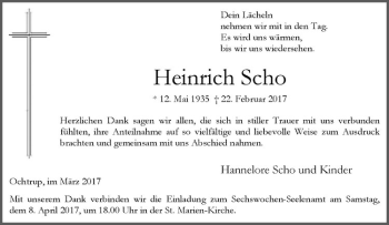 Anzeige von Heinrich Scho von Westfälische Nachrichten