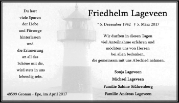 Anzeige von Friedhelm Lageveen von Westfälische Nachrichten