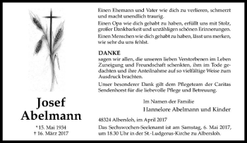 Anzeige von Josef Abelmann von Westfälische Nachrichten