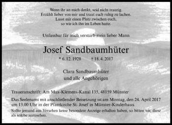Anzeige von Josef Sandbaumhüter von Westfälische Nachrichten