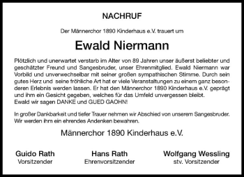 Anzeige von Ewald Niermann von Westfälische Nachrichten