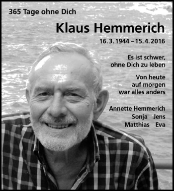 Anzeige von Klaus Hemmerich von Westfälische Nachrichten