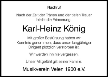 Anzeige von Karl-Heinz König von Westfälische Nachrichten