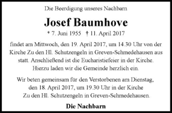 Anzeige von Josef Baumhove von Westfälische Nachrichten