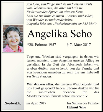 Anzeige von Angelika Scho von Westfälische Nachrichten