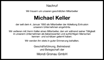 Anzeige von Michael Keller von Westfälische Nachrichten