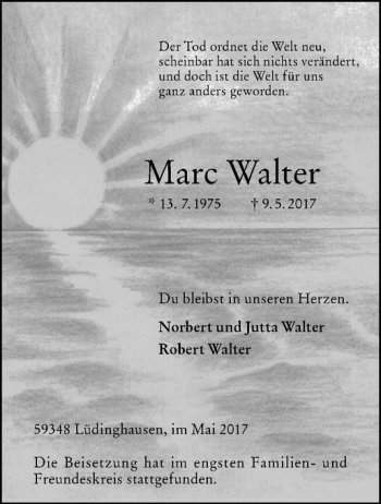Anzeige von Marc Walter von Westfälische Nachrichten