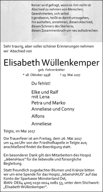 Anzeige von Wüllenkemper Fehrenkötter von Westfälische Nachrichten