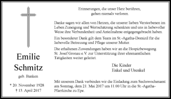 Anzeige von Emilie Schmitz von Westfälische Nachrichten