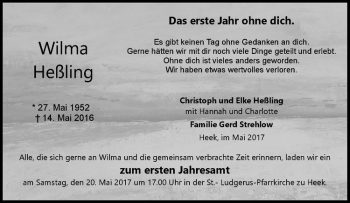 Anzeige von Wilma Heßling von Westfälische Nachrichten