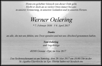 Anzeige von Werner Oelering von Westfälische Nachrichten